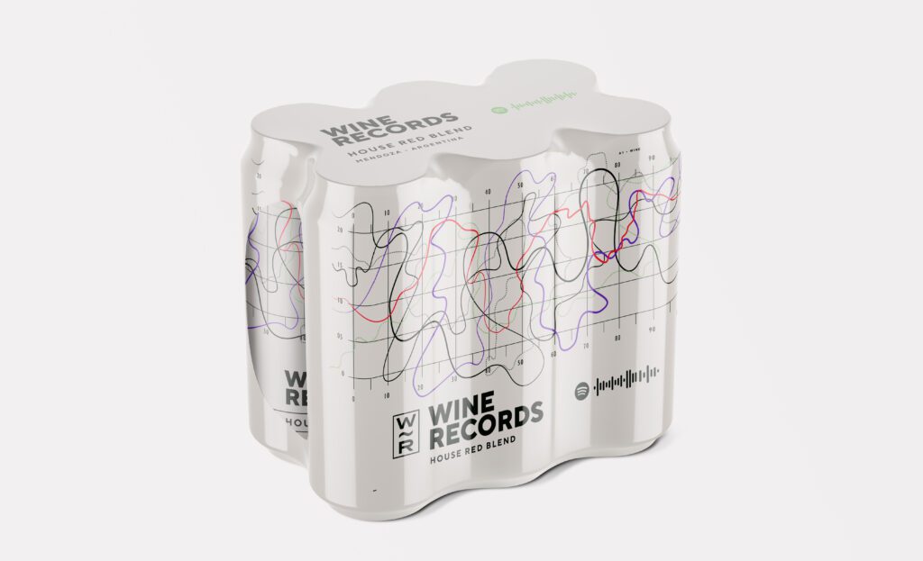 canned wine design for Wine Records in Mendoza Argentina Music Design modern premium